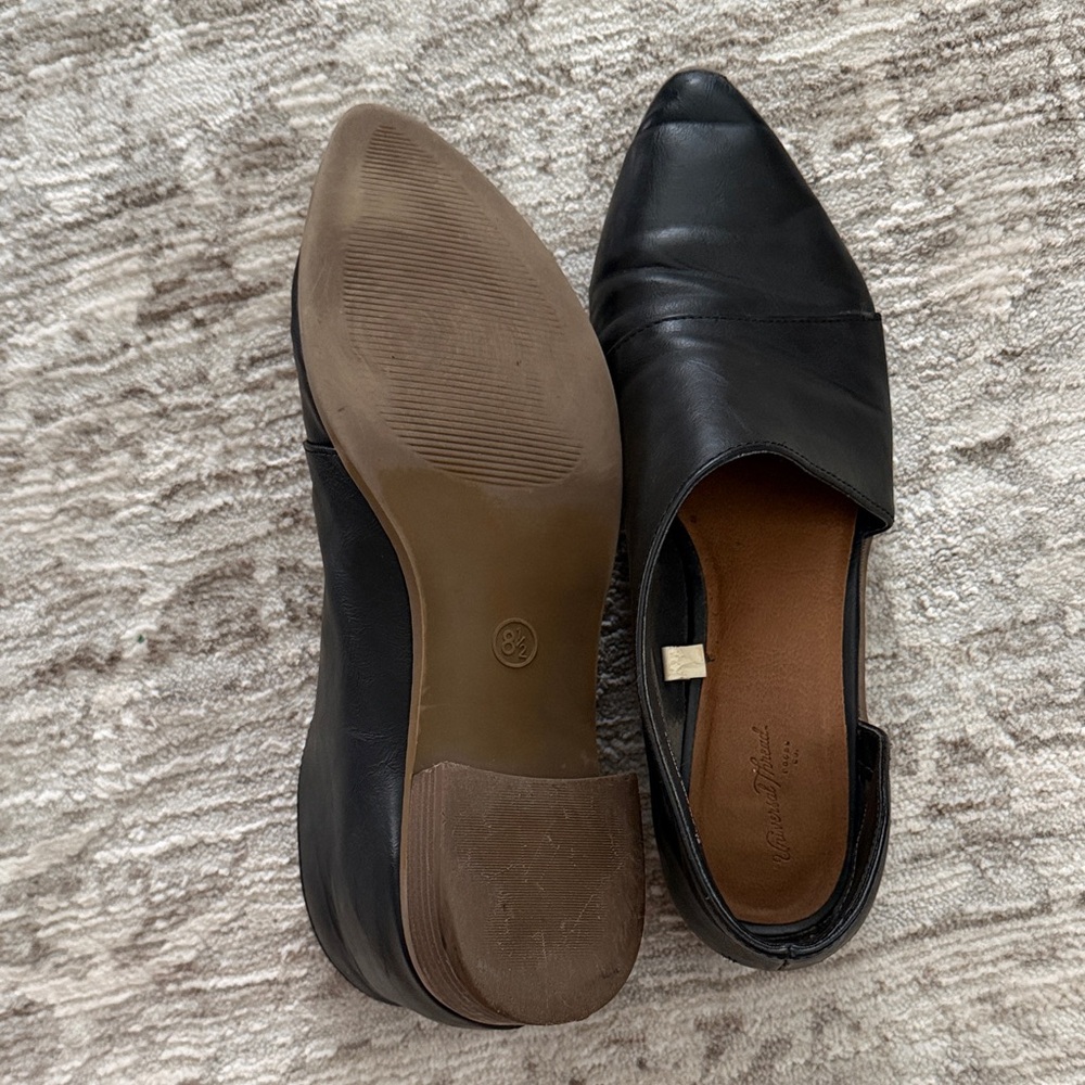 Universal Thread Black Leather Pointed-Toe Slip-O… - image 2